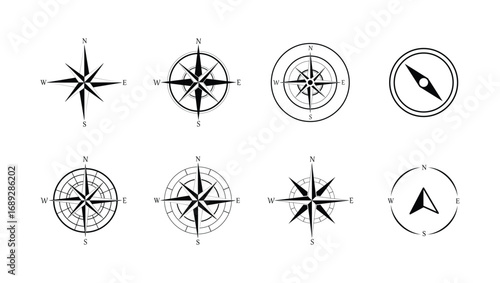 Navigation compass icon collection