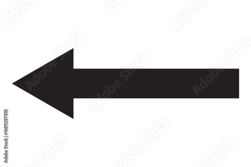 Long isolated red arrow icon on white background. Left direction arrow icon. Straight red long arrow on white background. 
