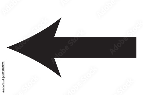 Long isolated red arrow icon on white background. Left direction arrow icon. Straight red long arrow on white background. 