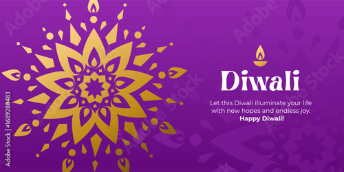 Happy Diwali. Indian festival of lights luxury design in trendy geometric style with Indian ornaments, pattern and oil lamp Holiday background for branding, card, banner, cover, poster, flyer