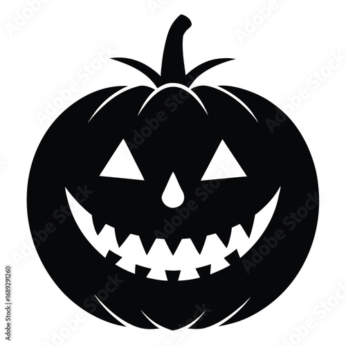 Simple Black Silhouette Halloween Jack O Lantern Face Design Keywords: halloween, jack o lantern