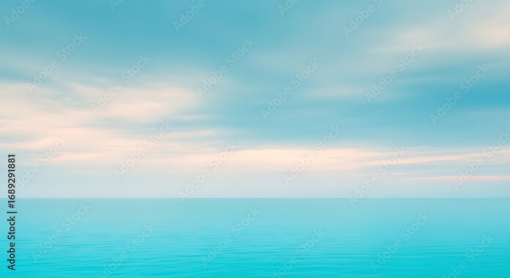 Obraz premium A serene seascape featuring a calm ocean and a cloudy sky, creating a peaceful and relaxing atmosphere