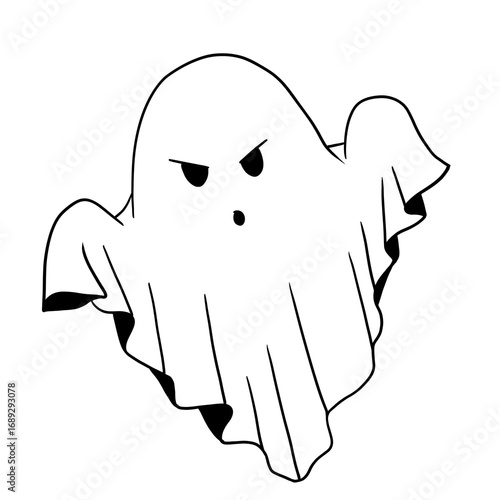 Cute Cartoon Spooky Ghost Silhouette – Simple Halloween Illustration