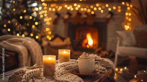 A cozy living room during Christmas,