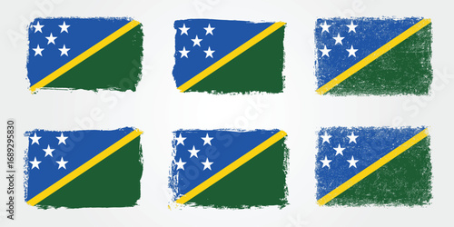 Solomon Islands Flag in Textured Paint Styles