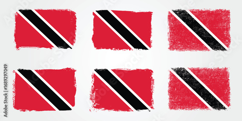 Creative Grunge Style Trinidad and Tobago Flags with Diagonal Black Stripe