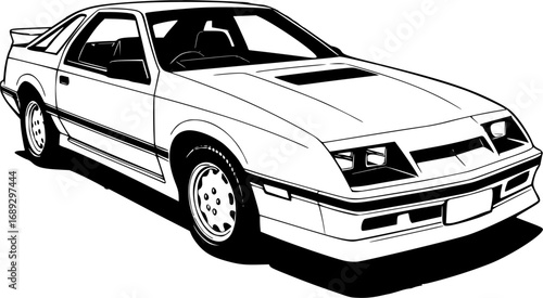 Classic 1980s Sports Car, retro american sport car 