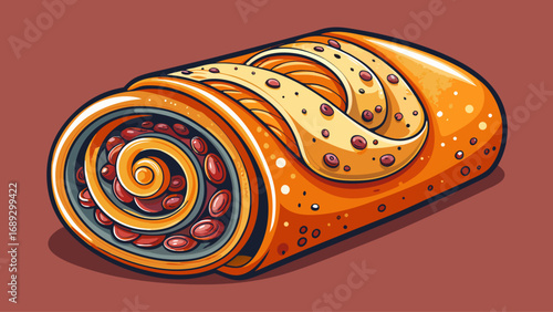 Rolled makowiec pastry filled with poppy seeds glows warmly. Isolated background highlights Polish festive tradition, rustic richness, and artistic swirl patterns turned into elegant design.