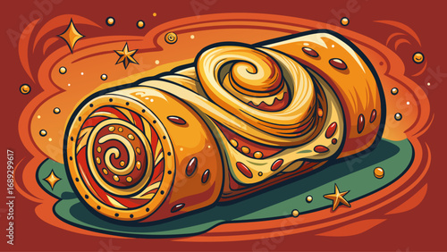 Rolled makowiec pastry filled with poppy seeds glows warmly. Isolated background highlights Polish festive tradition, rustic richness, and artistic swirl patterns turned into elegant design.