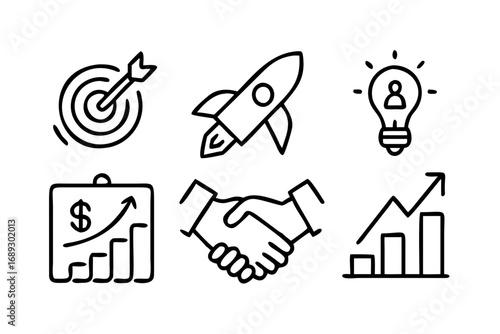 Set of business icons in line style