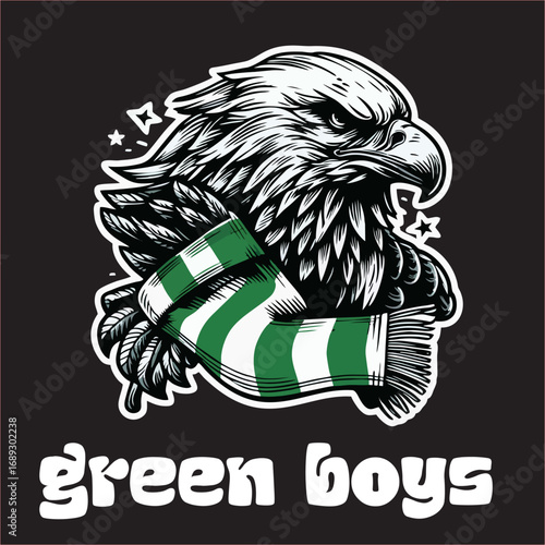 A vector illustration of Eagle logo football fans hooligan ultras 