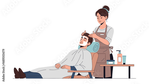 Skilled barber carefully trims and styles a man s hair in a modern salon setting