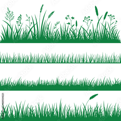 Green grass background vector illustration of meadow and foliage in summer spring nature design