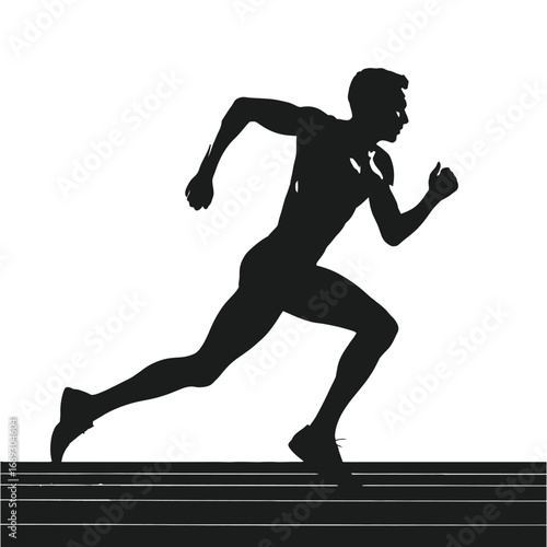 Runners and athletes vector silhouettes running with black illustration of a sport sprint competition