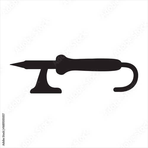 Silhouette of a soldering iron with a stand on a white background