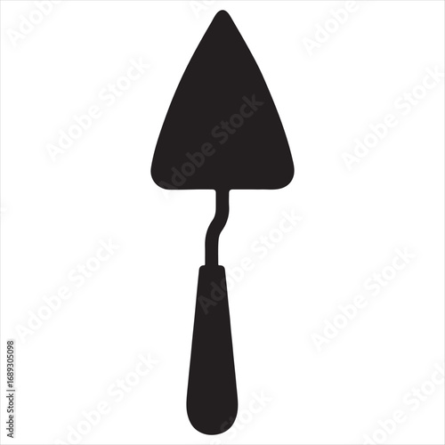 Silhouette of a trowel tool on a white background for construction and diy projects