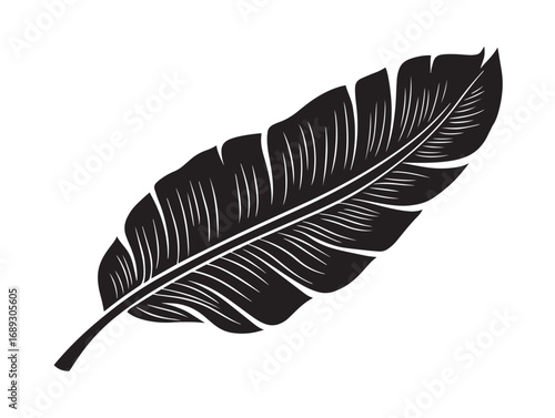 Exotic banana leaf design with stylish silhouette illustration