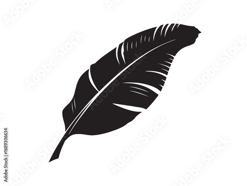 Decorative banana leaf flat outline in elegant vector style