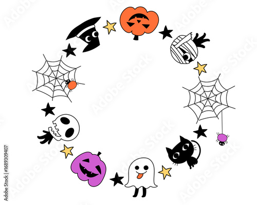 キュートでカラフルなハロウィンフレームリース
Cute and colorful Halloween frame wreath