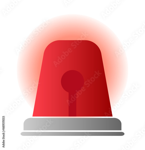 Ambulance, Police Siren, Flat Badge. Alert hazard icon. Emergency siren. Medical, fire, or police alert. Red flashing warning symbol, icon, sign. EPS 10 Vector illustration