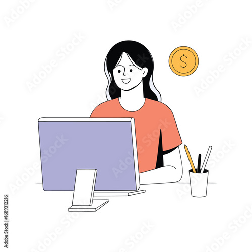 young woman with laptop