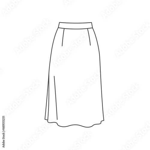 Gray Line Drawing of a Pleated Midi Skirt