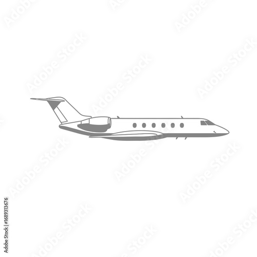 Gray Scale Airplane Illustration Side View