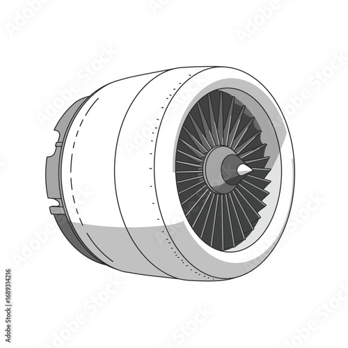 Gray Scale Jet Engine Illustration