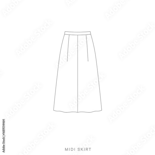 Gray Scale Midi Skirt Fashion Design Illustration