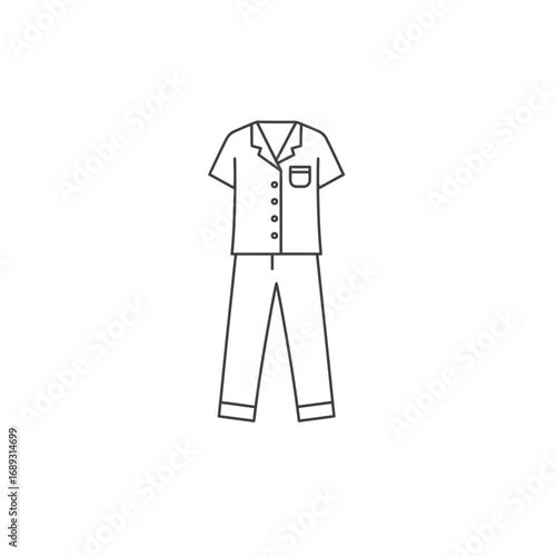 Gray Short Sleeve Pajama Set Illustration