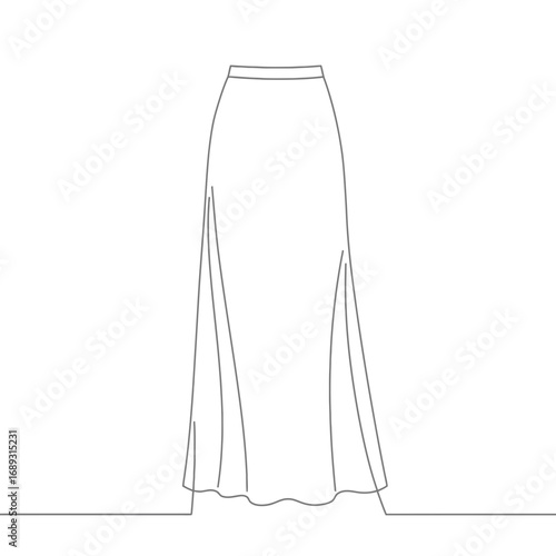 Grey Pleated Maxi Skirt Fashion Illustration