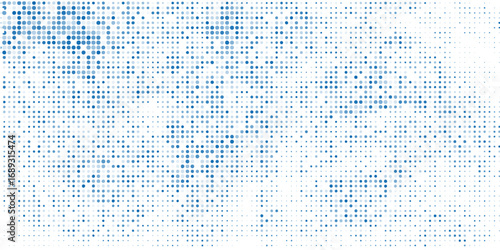 Abstract geometric blue background frame. Vector texture of chaotic hexagons, particles, fragments. A group of cells, an information grid. Banner for business, technology, medicine, presentations.