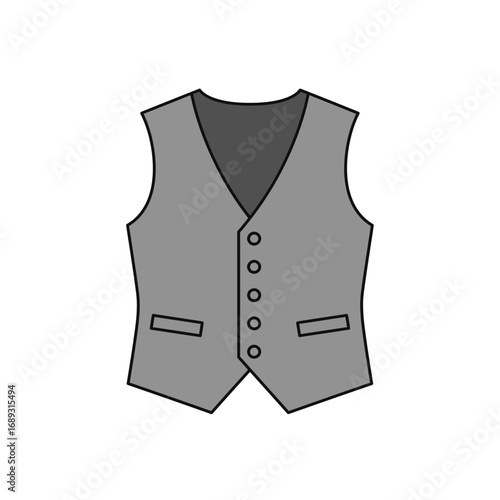 Grey Waistcoat Illustration: Simple Sleeveless Vest Design
