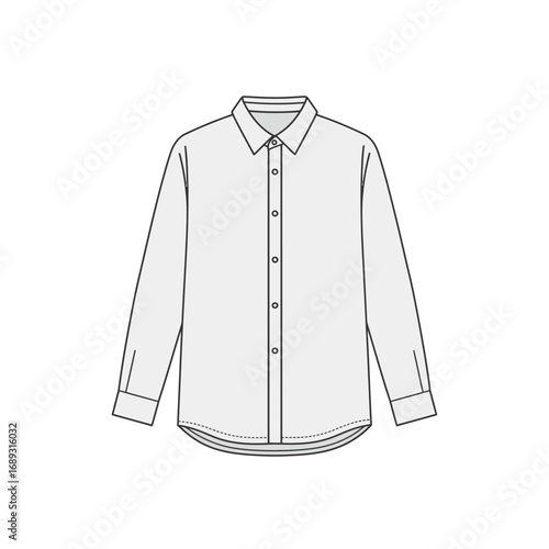 Light Gray Long Sleeve Button Down Shirt Technical Drawing