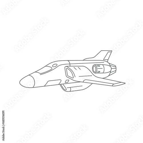 Line Art Drawing of a Futuristic Jet Fighter