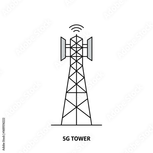 Line Art Illustration of a 5G Cellular Tower
