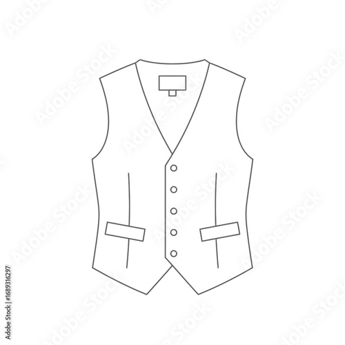 Line Art Illustration of a Classic Mens Vest