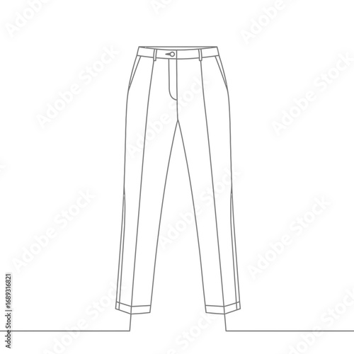 Line Art Illustration of Women's Straight Leg Trousers