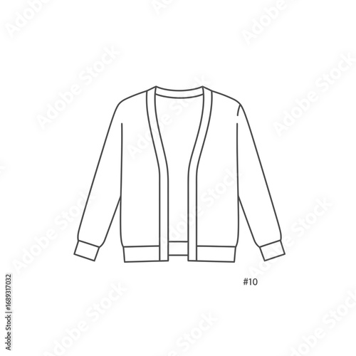Line Drawing of a Cardigan Sweater