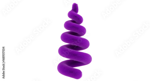Abstract Purple Spiral Tree Shape Isolated on Black Background for Holiday or Nature Concepts