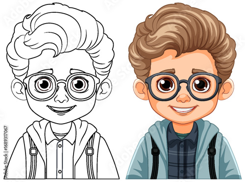 A confident old cartoon doctor and scientist with glasses stands proudly in their laboratory, ready for a new experiment