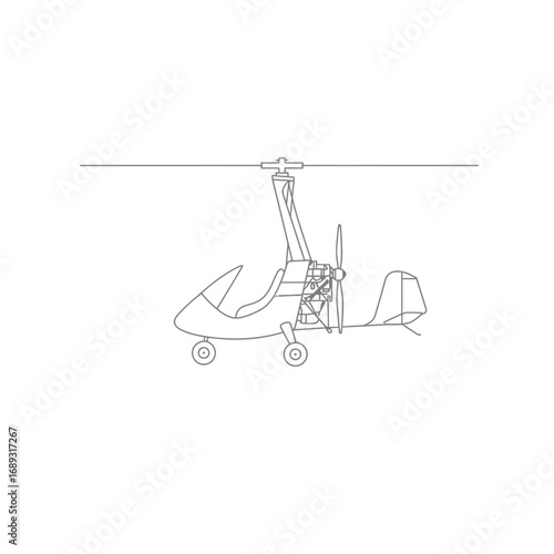 Line Drawing of a Gyrocopter Aircraft