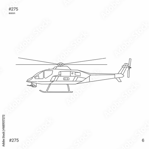 Line Drawing of a Helicopter