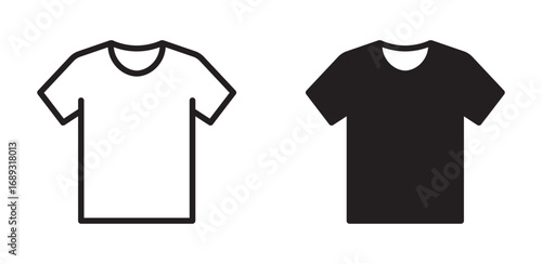  T-shirt icon. T-shirt icon collection line and flat style. T-shirt with hanger icon. T-shirt sign and symbol. Vector illustration.