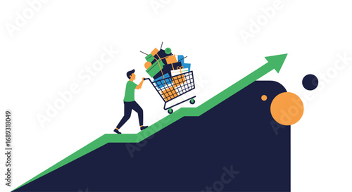 Illustrating the upward trend of consumer purchasing behavior and economic growth