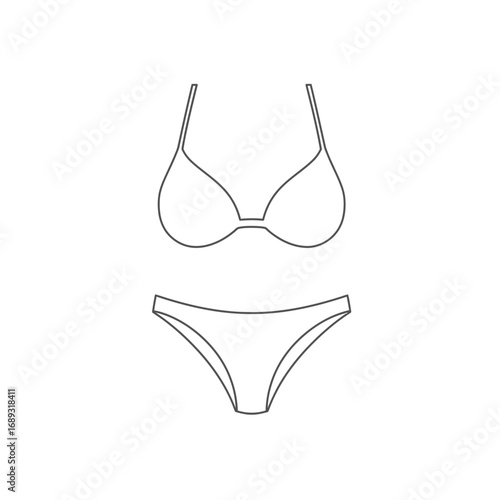 Line Drawing of a Women's Two Piece Swimsuit