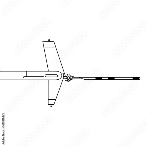 Line Drawing of Airplane Tail Section and Rudder