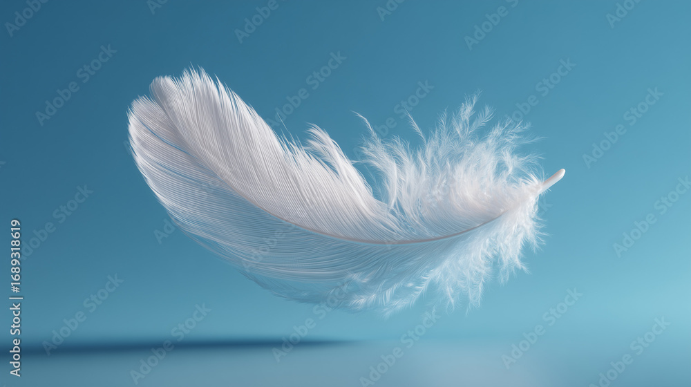 Fototapeta premium White feather floating symbolizing freedom and creativity