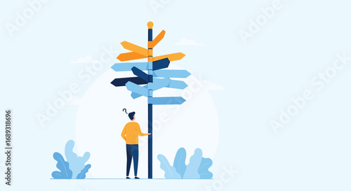A person standing at a crossroads is choosing a direction for their future