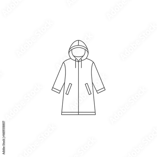 Long Hooded Coat Technical Drawing